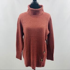 Cloth. Rose Berry Asymmetrical Button Cowl Sweater